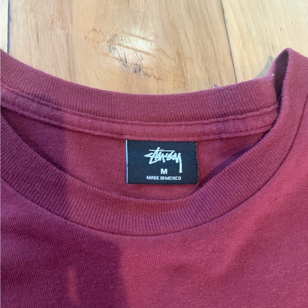 Stüssy Men's Burgundy and Red T-shirt Medium - Picture 5 of 5